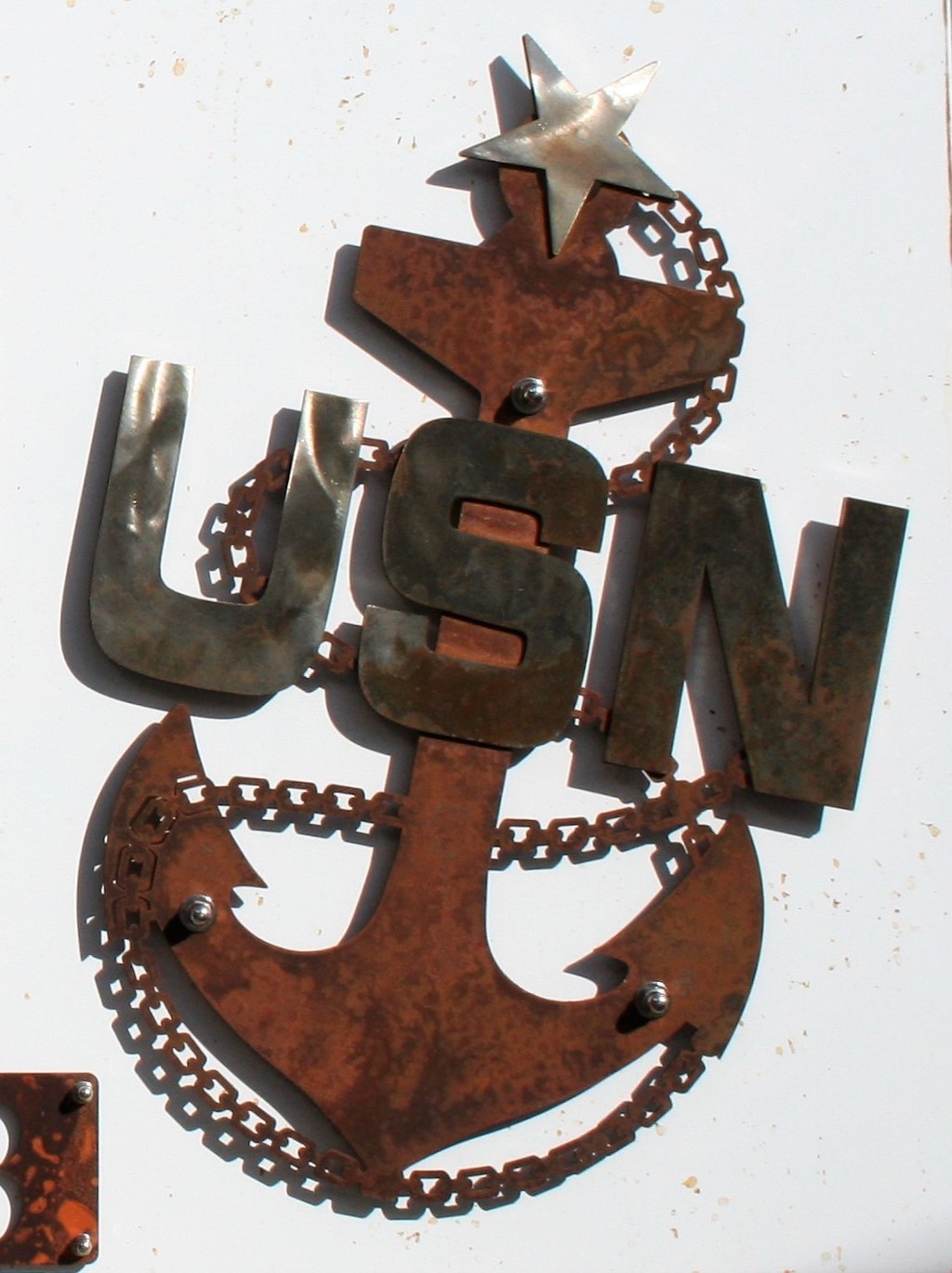 US Navy Senior Chief Anchor Rustic Steel Wall Decor — 19" tall