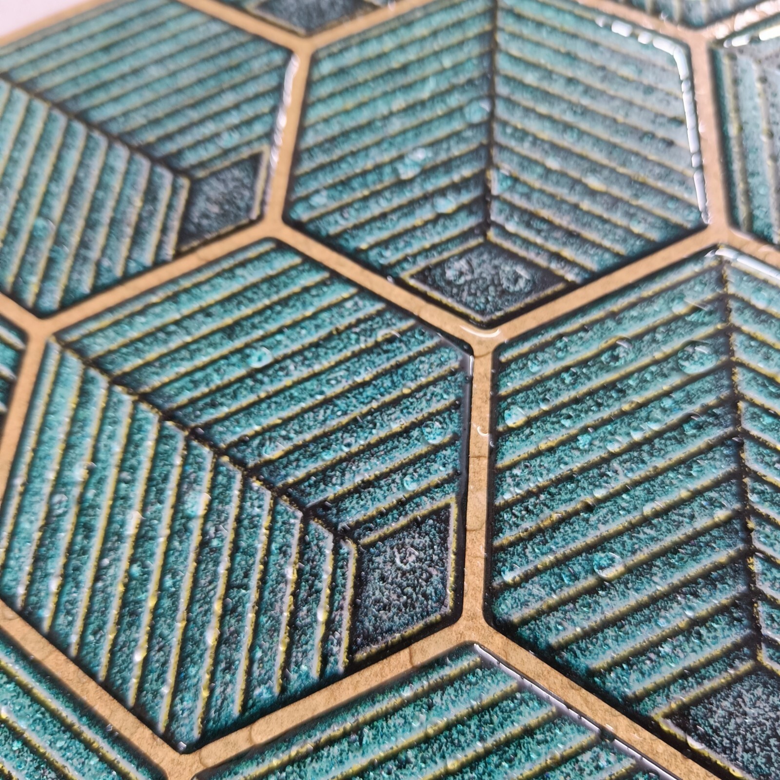 Mosaicowall Sea Green Hexagon Peel and Stick Kitchen Backsplash Tiles (10 Tiles)