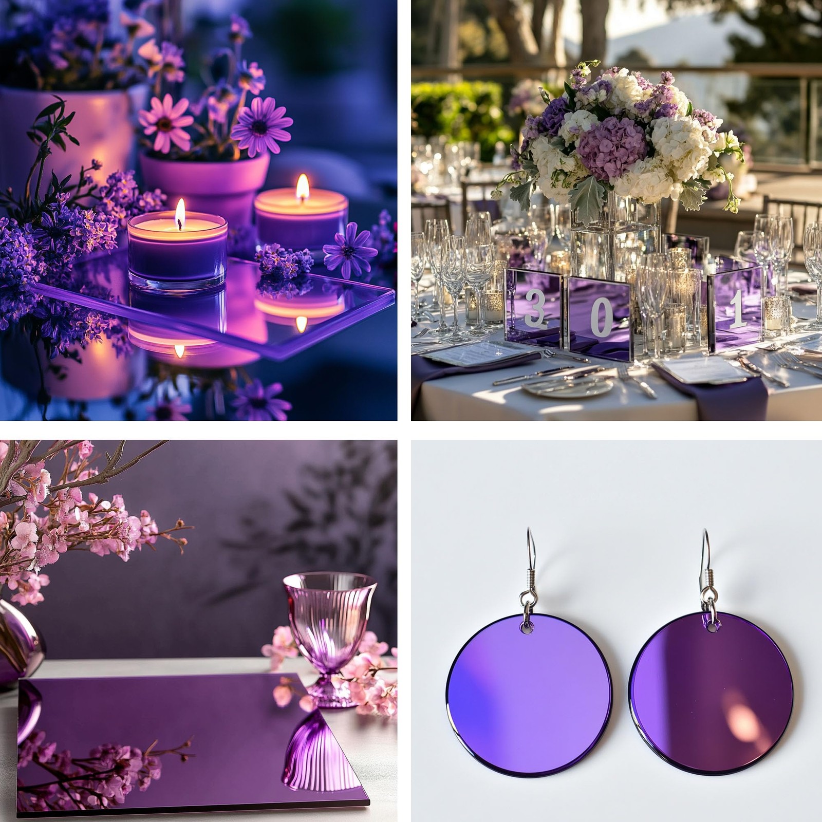 8×8 Inches Purple Mirror Acrylic Sheet – 2 Pcs Reflective Acrylic Panel for D…