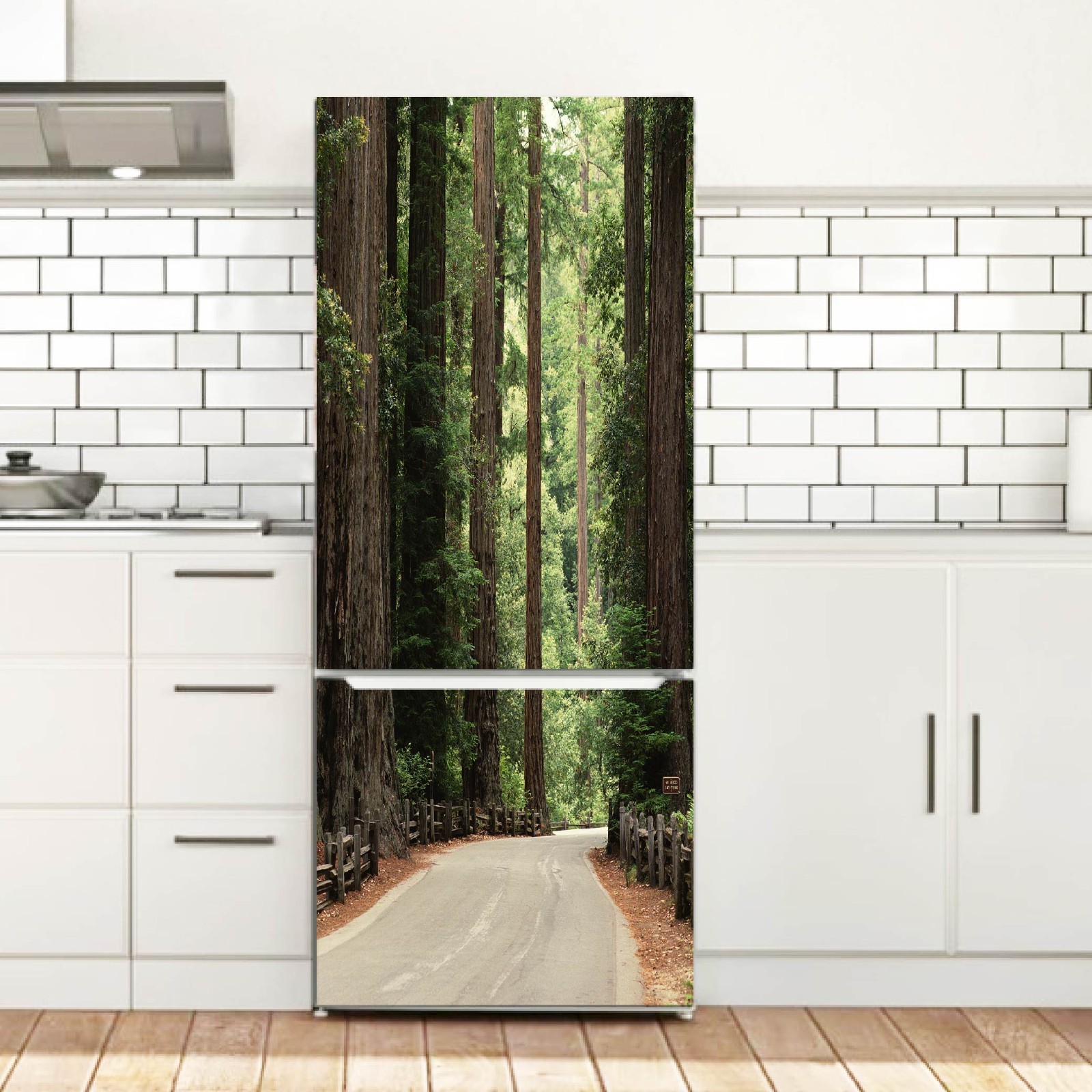 Forest Refrigerator Wrap, Nature Vinyl Fridge Cover