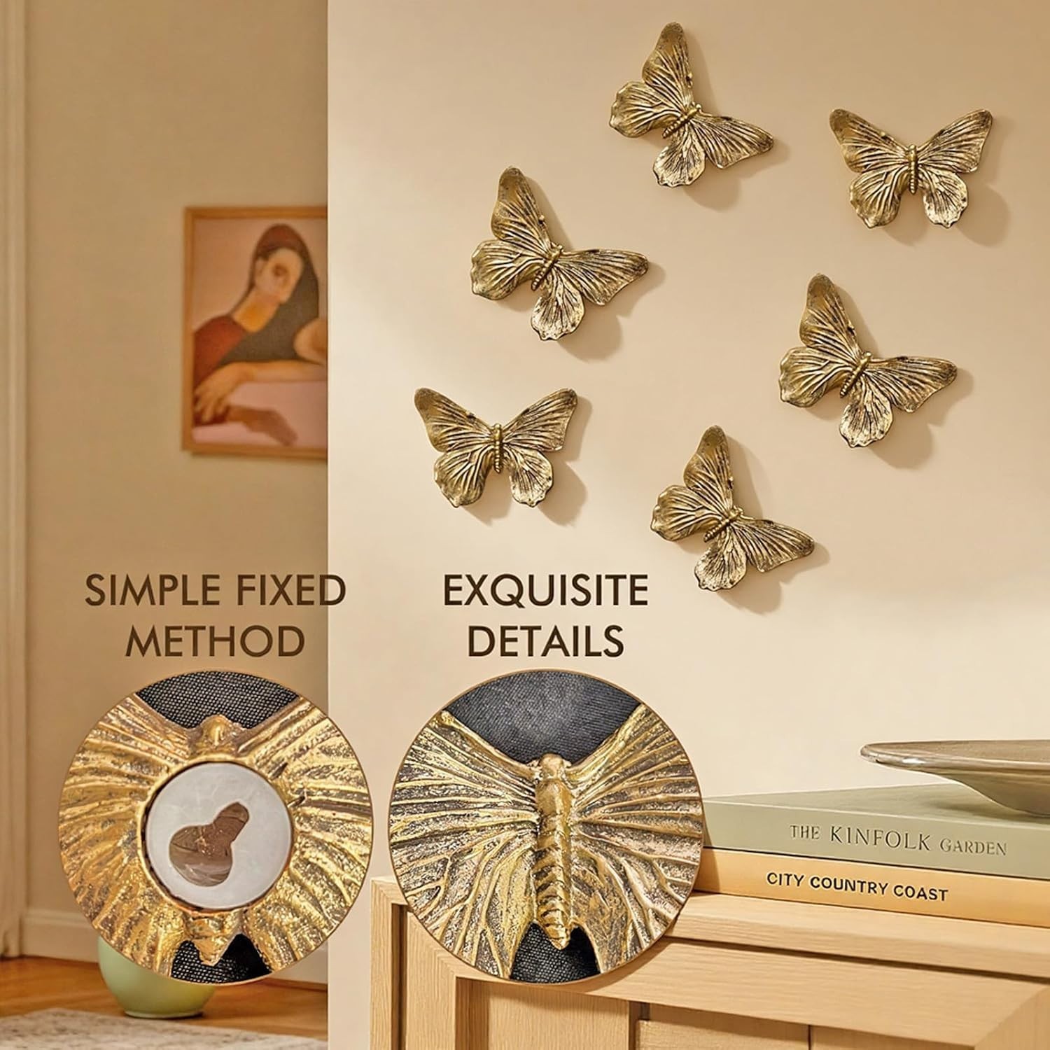 Handcrafted Antique Copper Butterfly Wall Sculptures – Lightweight and Charming