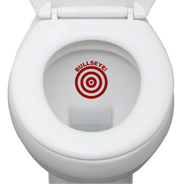 Bullseye Toilet Vinyl Sticker, Funny Bathroom Decal, Aiming Boys Toilet Art, g59