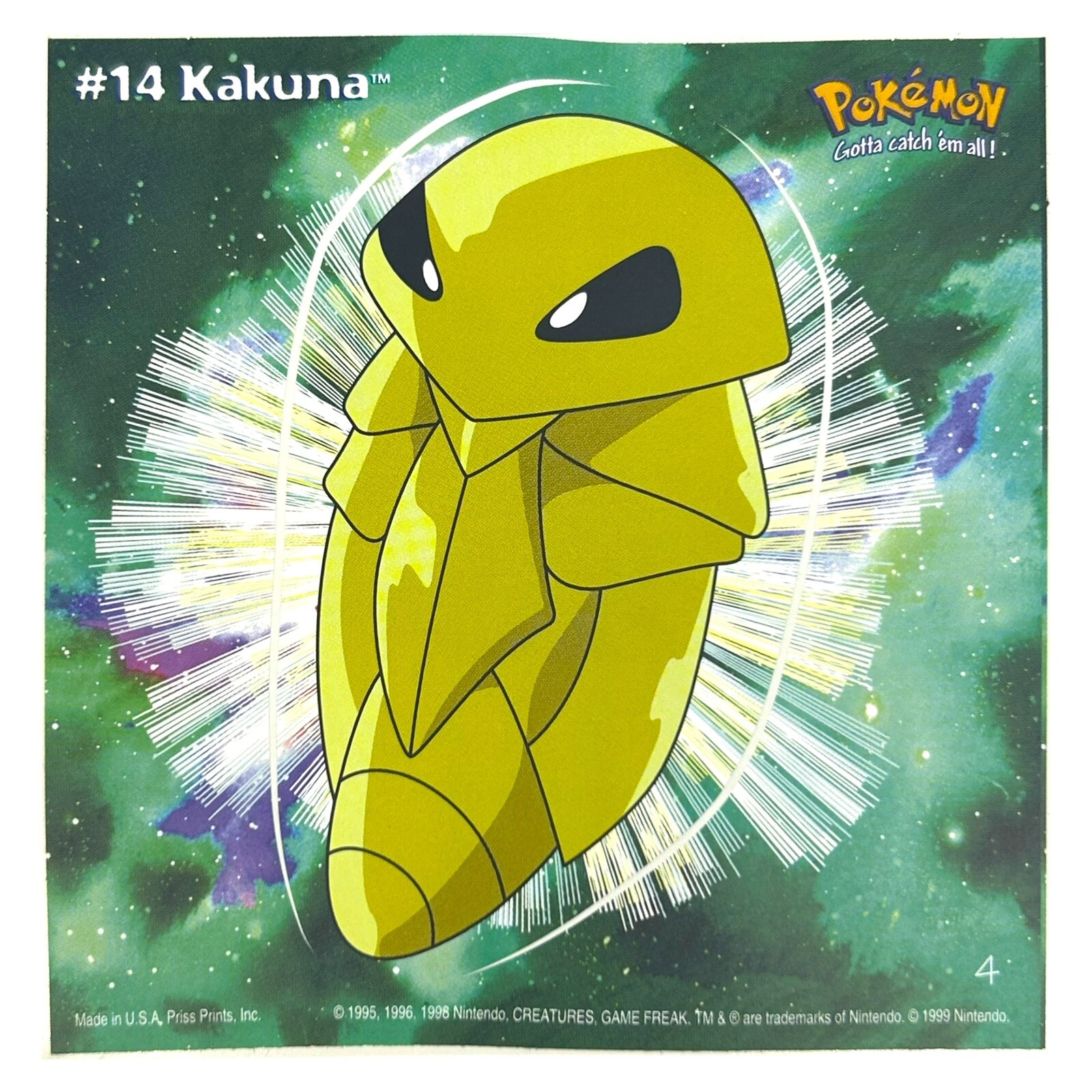 Pokemon Collect ’em Stick-Ups Kakuna #14 Large 4” Sticker Priss Prints