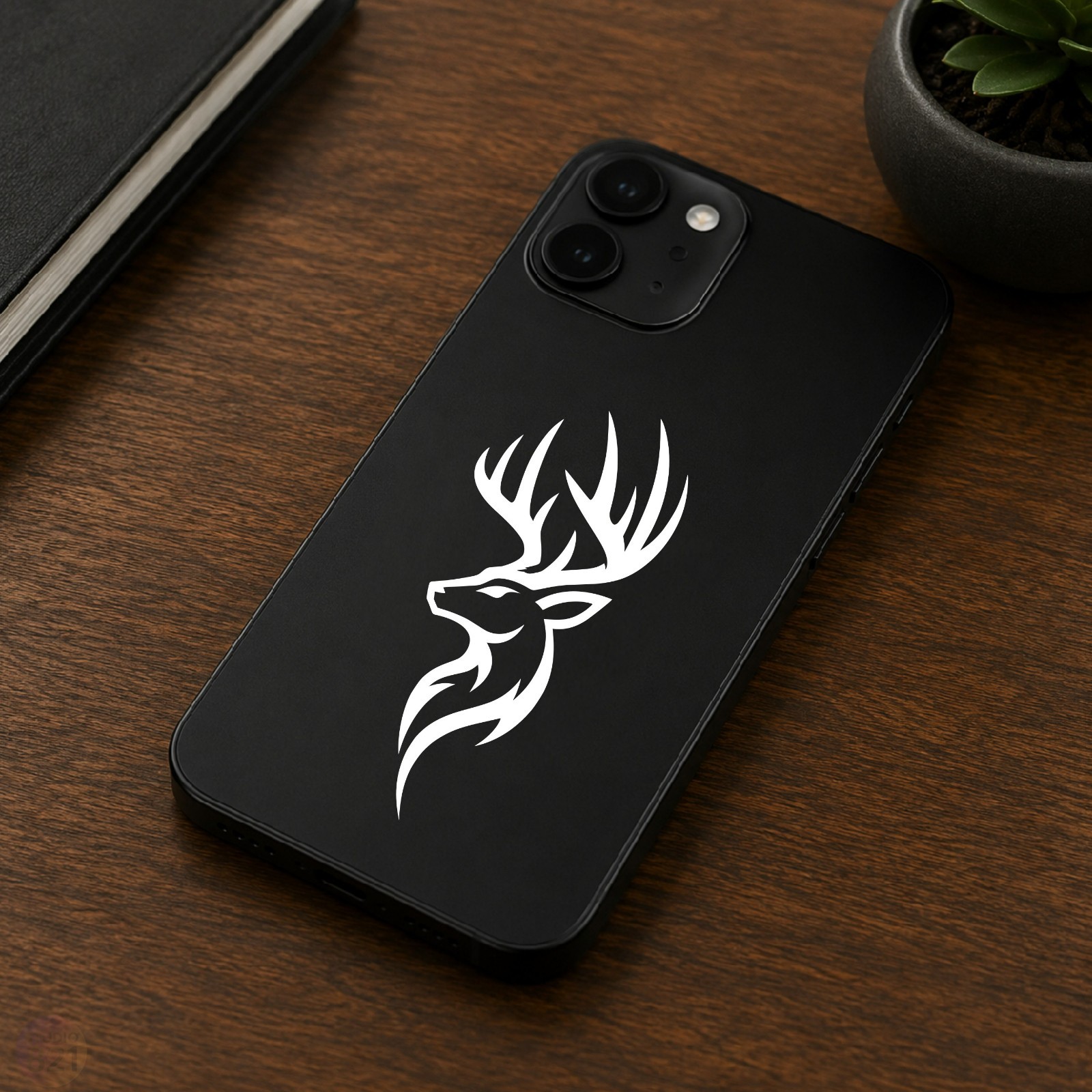 Deer Head Decal | Buck Antler Sticker | Hunting Truck Window Vinyl Art