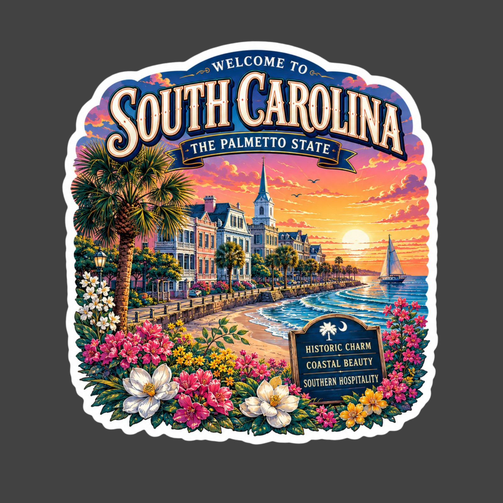 South Carolina Sticker Vinyl Decal Charleston Coast Beach Travel Souvenir