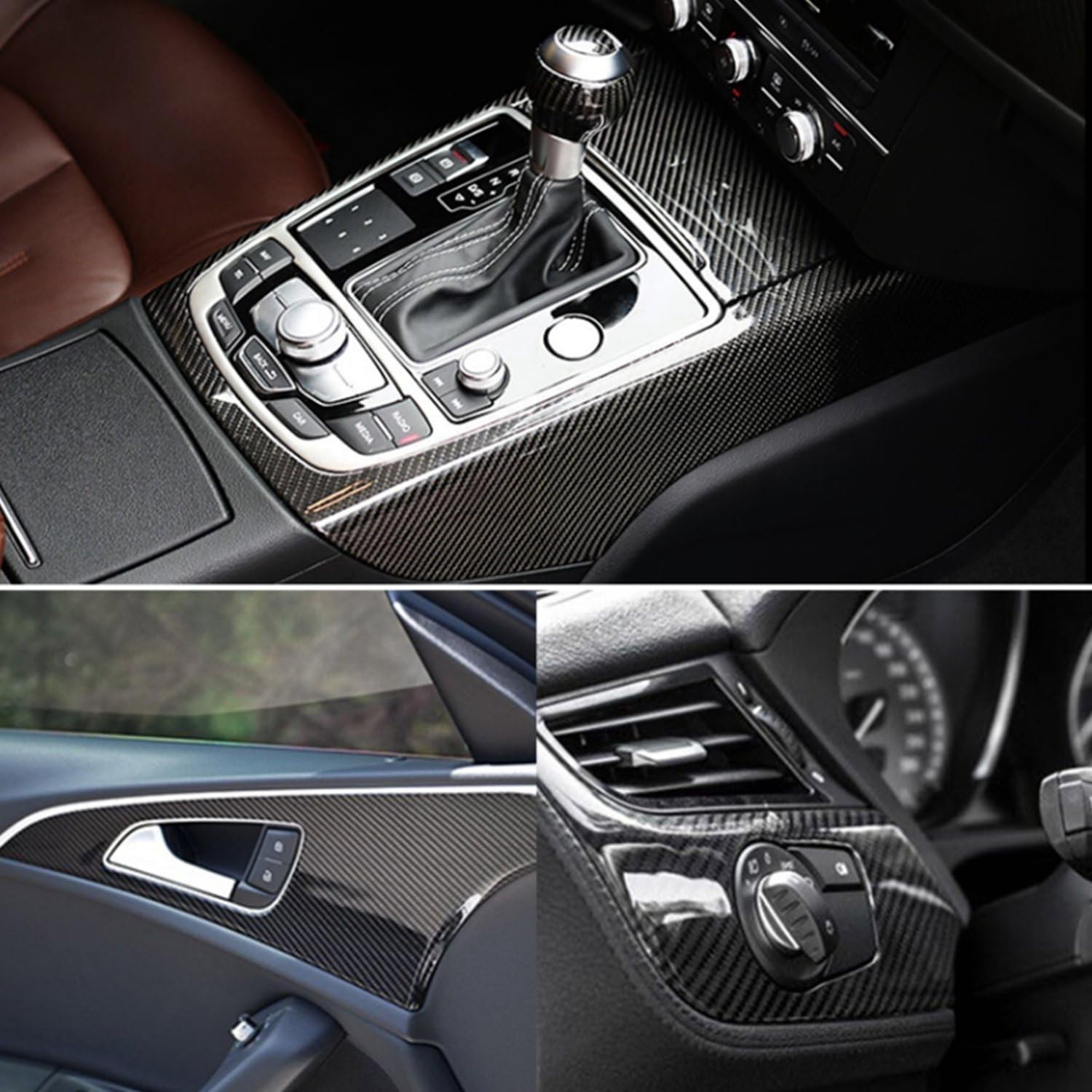 High Gloss 6D Black Carbon Fiber Vinyl Wrap Sticker with Air Release Bubble F…