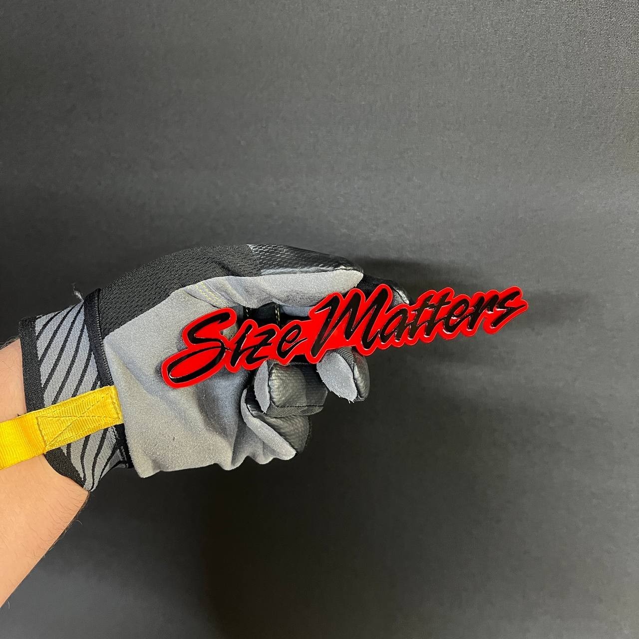 1x "SIZE MATTERS" Custom Text 3D Acrylic Car Emblem Badge Multicolor Laser Cut