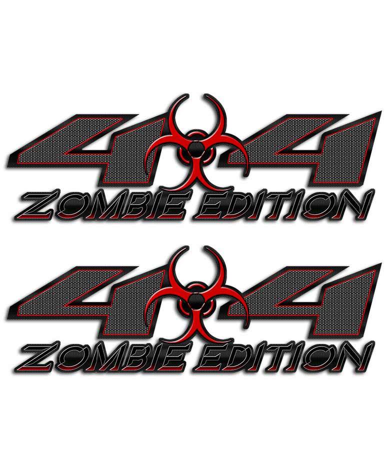 Zombie Truck Sticker – 4×4 Carbon Fiber Biohazard sticker for Silverado Tundra
