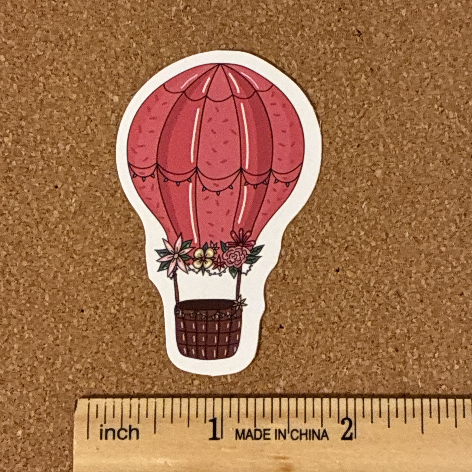 Pink Hot Air Ballon Wildflowers Girlcore Vinyl Sticker Decal