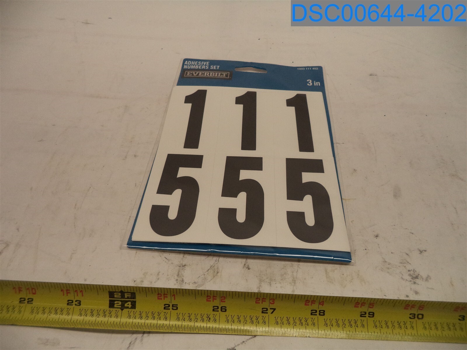 Qty=3: Everbilt: Adhesive Numbers Set, 3", 100 311 452, 030699399239, 191249