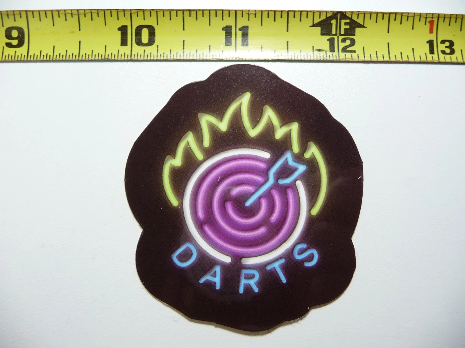 FLAMING DART BOARD NEON STYLE SMALL STICKER DECAL COLORFUL FUNNY CELEBRATION