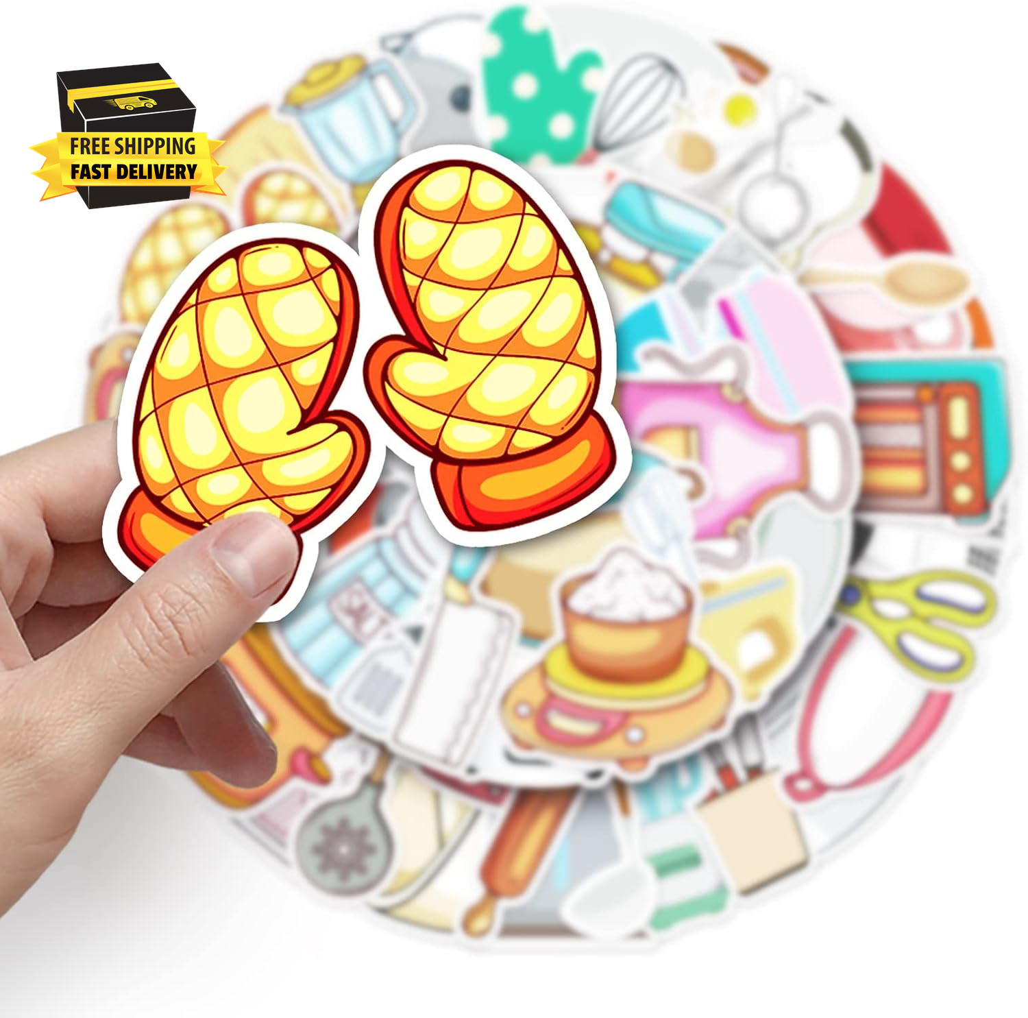 50Pcs Daily Kitchen Utensil Stickers for Water Bottle,Waterproof Viny Stickers f