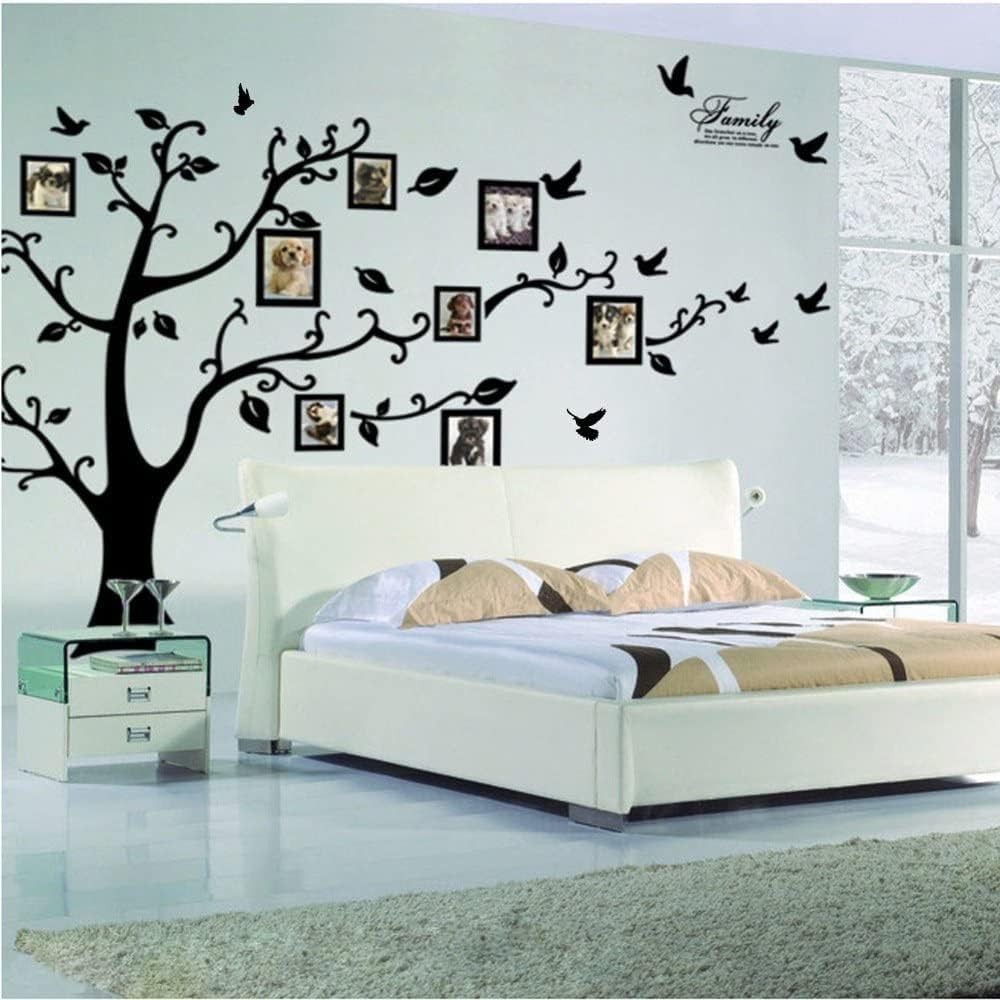 Large Family Tree Wall Deccor for Living Room, DIY Black Photo Frame Tree Wal…
