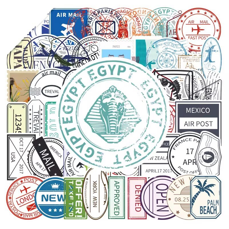 10 Random Postage Travel Stamp Stickers World Trade Mail Decals Free Shipping!