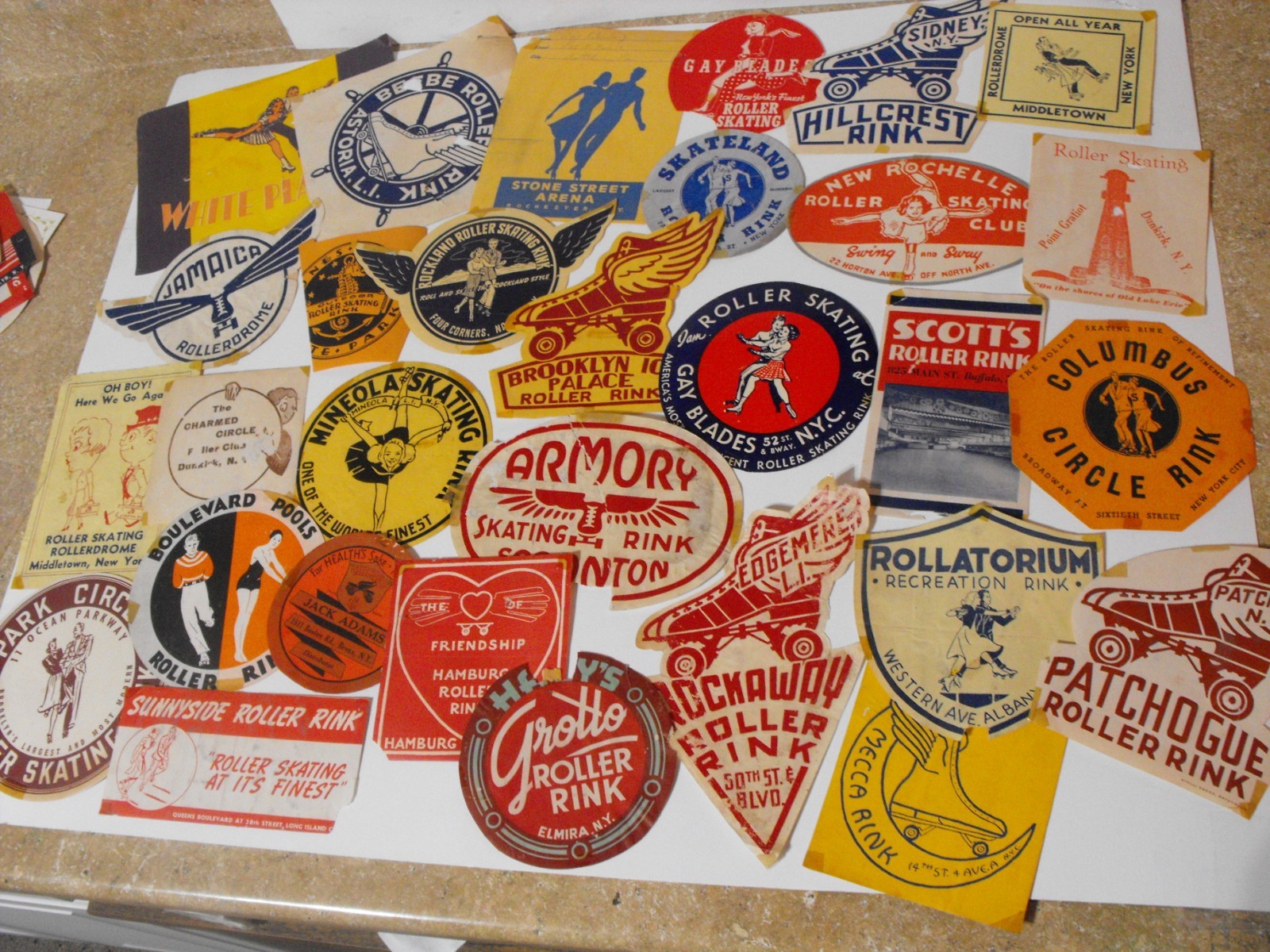 Lot of 30 Vintage Original Roller Skating Rink Decal Stickers ~ New York NY