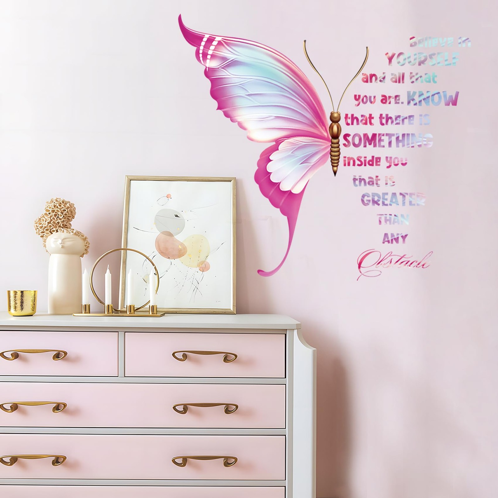 Large Inspirational Butterfly Wall Decals Stickers, Motivational Saying Posit…