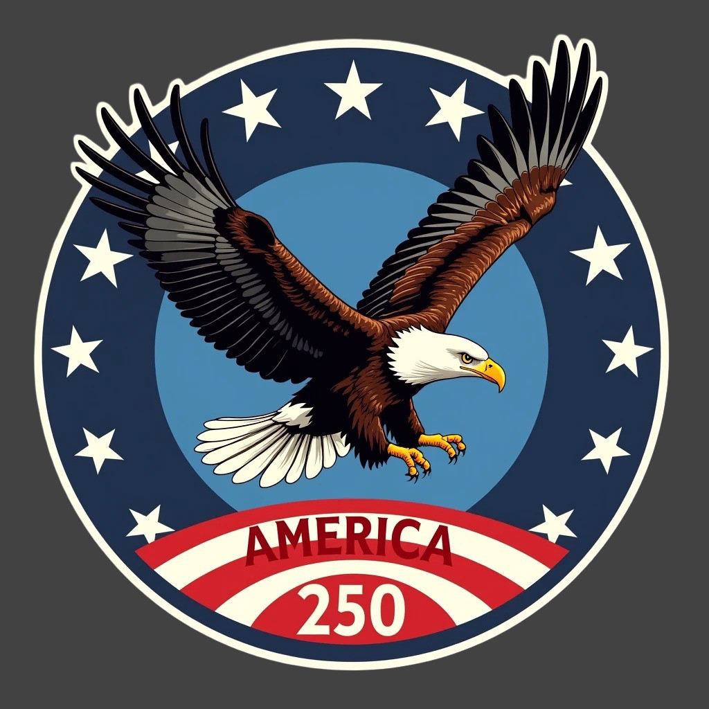 America 250 Sticker Vinyl Decal Bald Eagle Patriotic USA Stars Circle