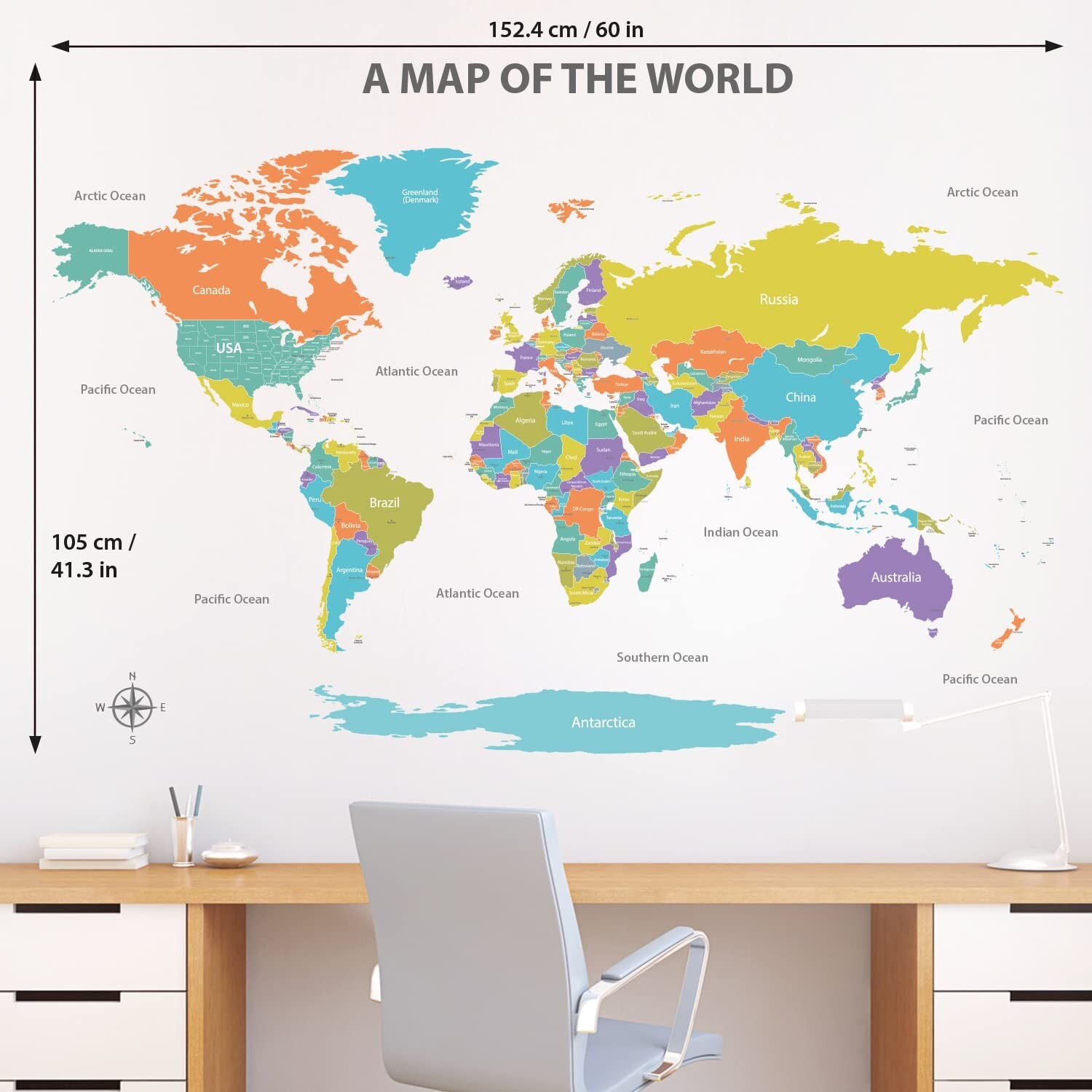 DECOWALL DL3-2302 Colourful World Wall Stickers Decals Poster Art Board Tapes…