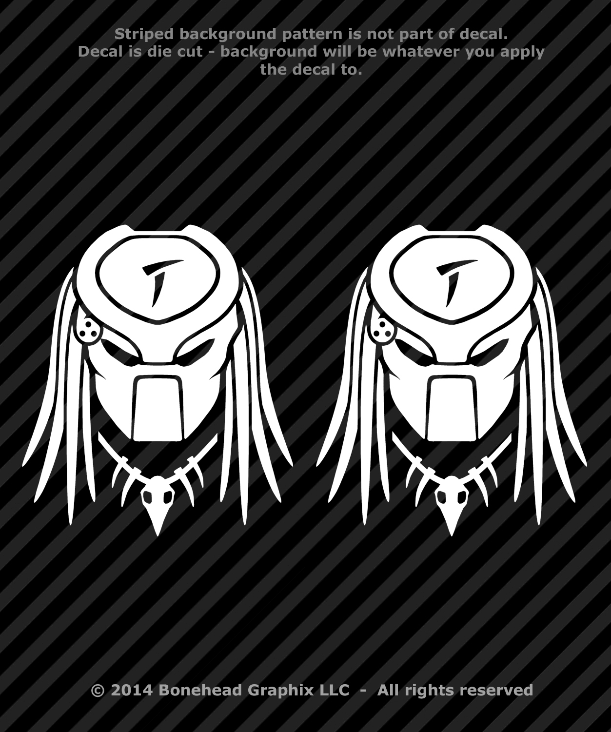 Predator Mask Inspired Vinyl Decal – 3.5" Set of 2 – Window Sticker – 25 Colors