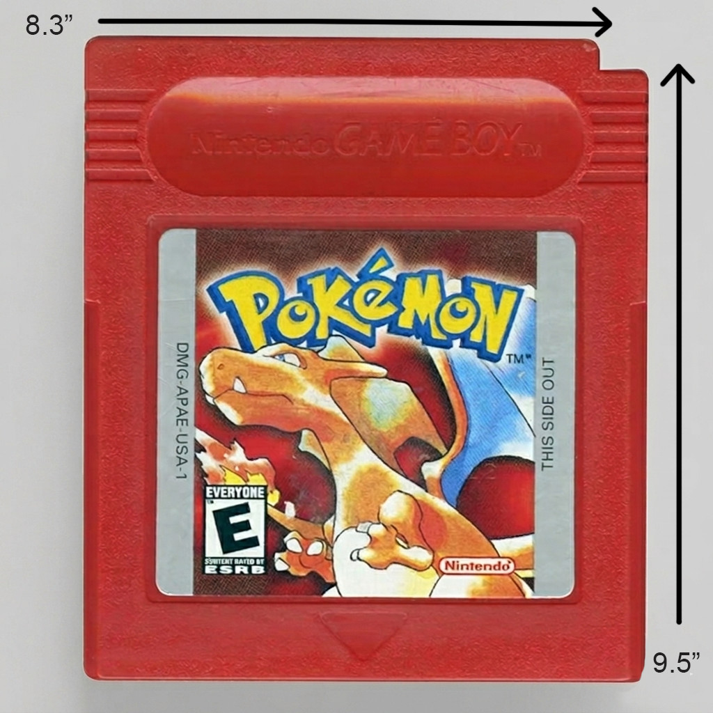 Oversized Pokemon Red Game Boy Cartridge Replica 3D Printed Charizard Display