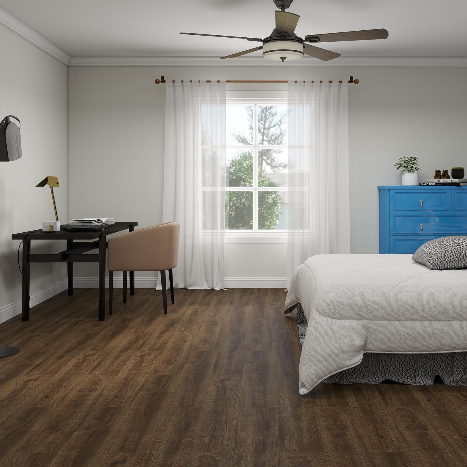 Mysflosy Self-Adhesive Vinyl Flooring Plank, 36 Pack – 6 x 36 inch, Natural W…