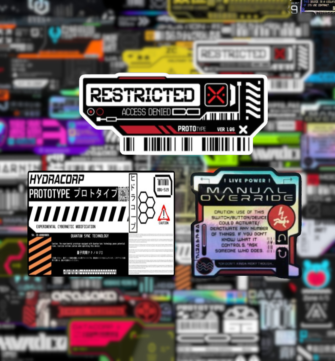 20/40 Cyberpunk Decal Stickers – Glossy Vinyl – Water Resistant Futuristic