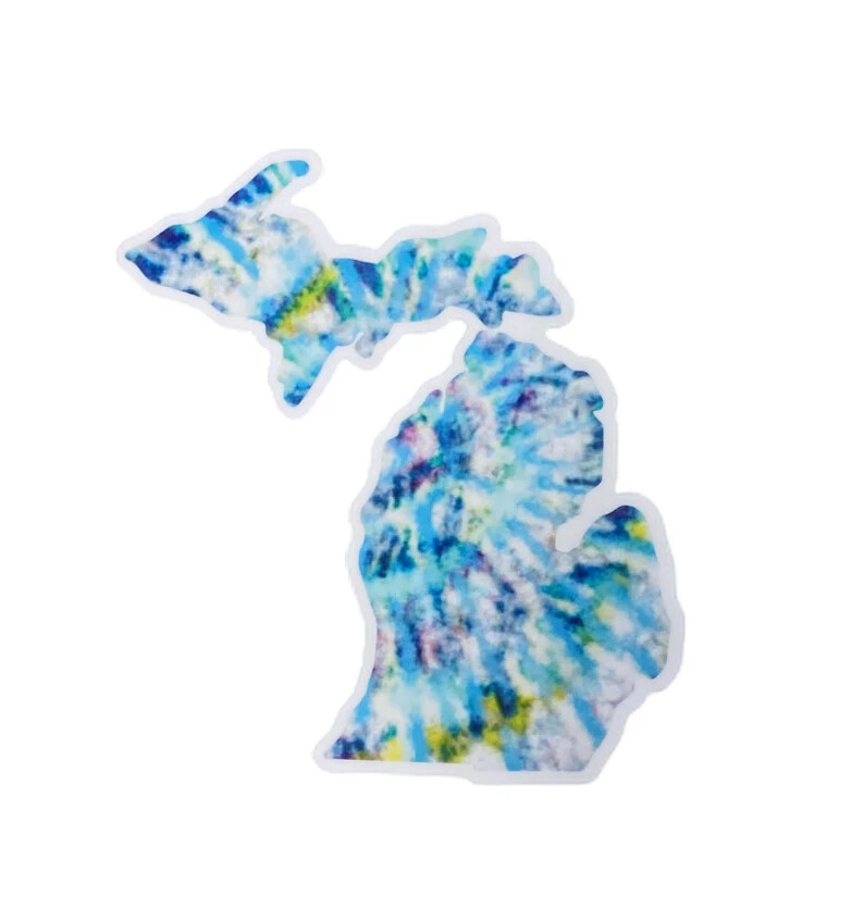 Michigan Watercolor Tie Dye Decal- Blue Tie Dye- Michigan Tie Dye- Tie Dye Decal