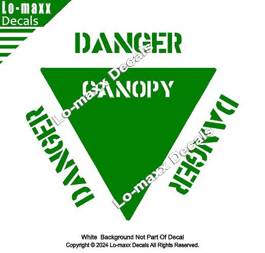 Danger Canopy Military Combat Aircraft Markings Stencil Font Die Cut Vinyl Decal