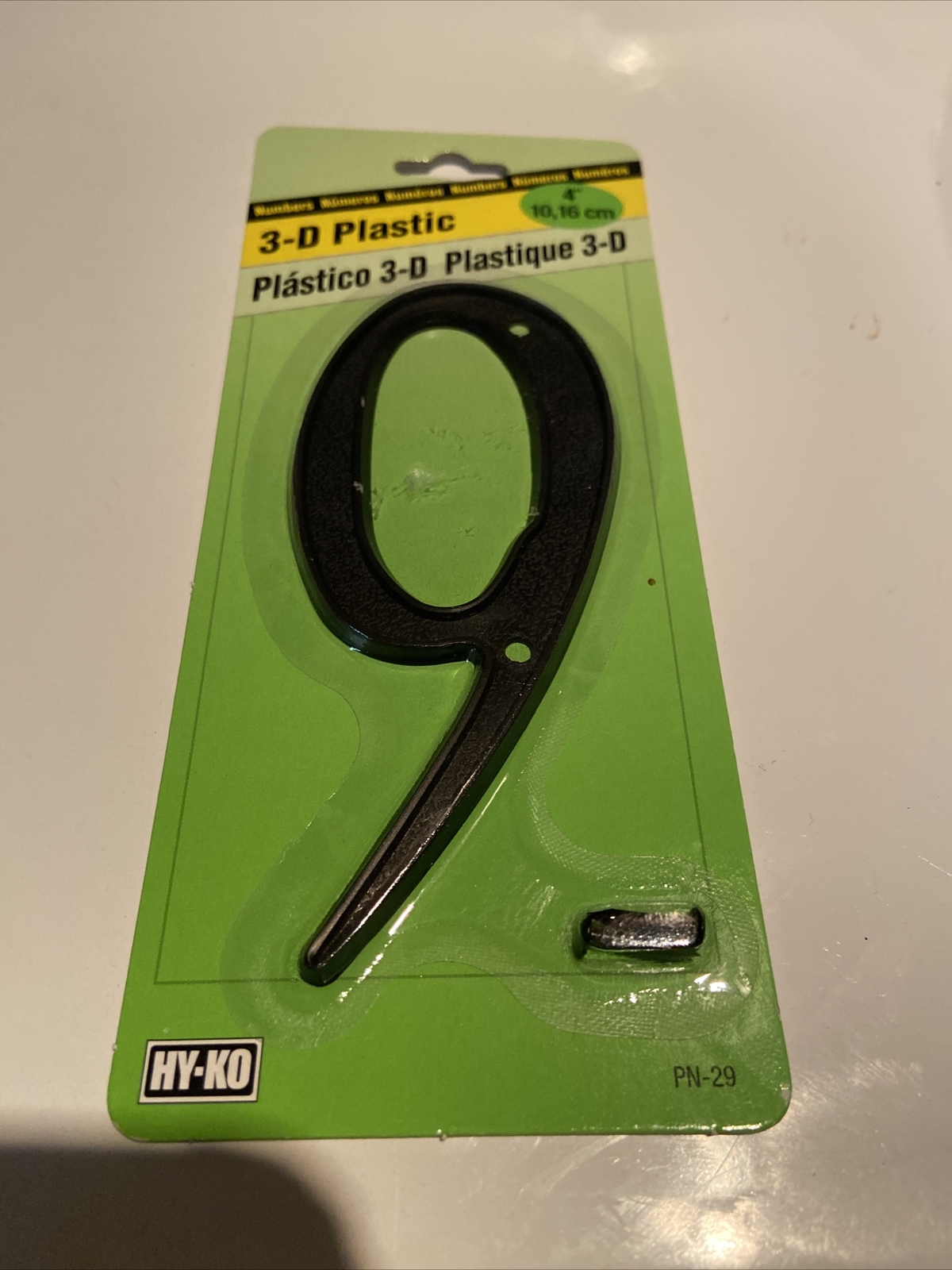 Hy-Ko PN-29/0 4" 3-D Black Plastic House Number 9 L1