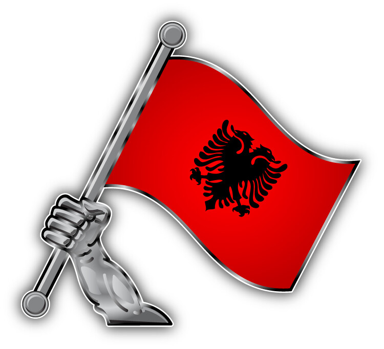 Albania Flag Hand Car Bumper Sticker Decal