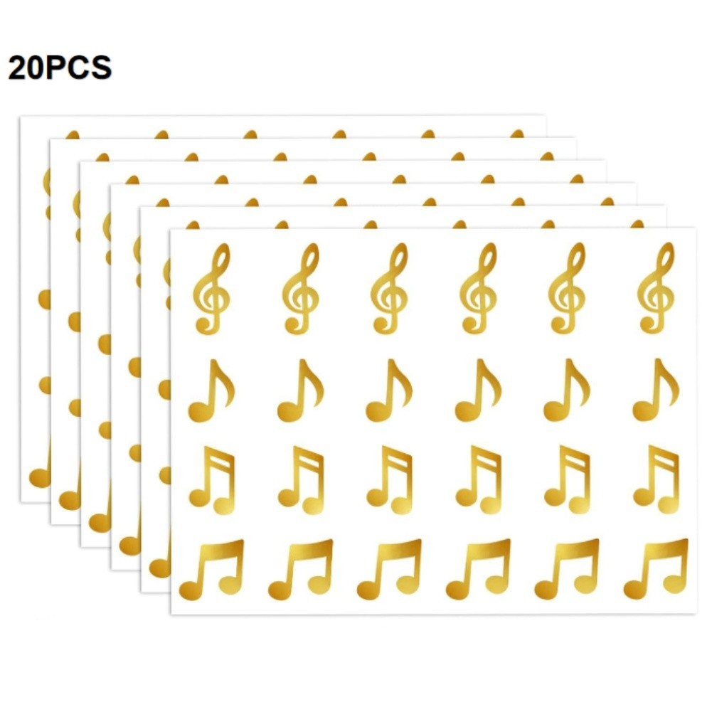 Transparent BOPP Music Stickers 20 Count Gold Black for Teacher Appreciation