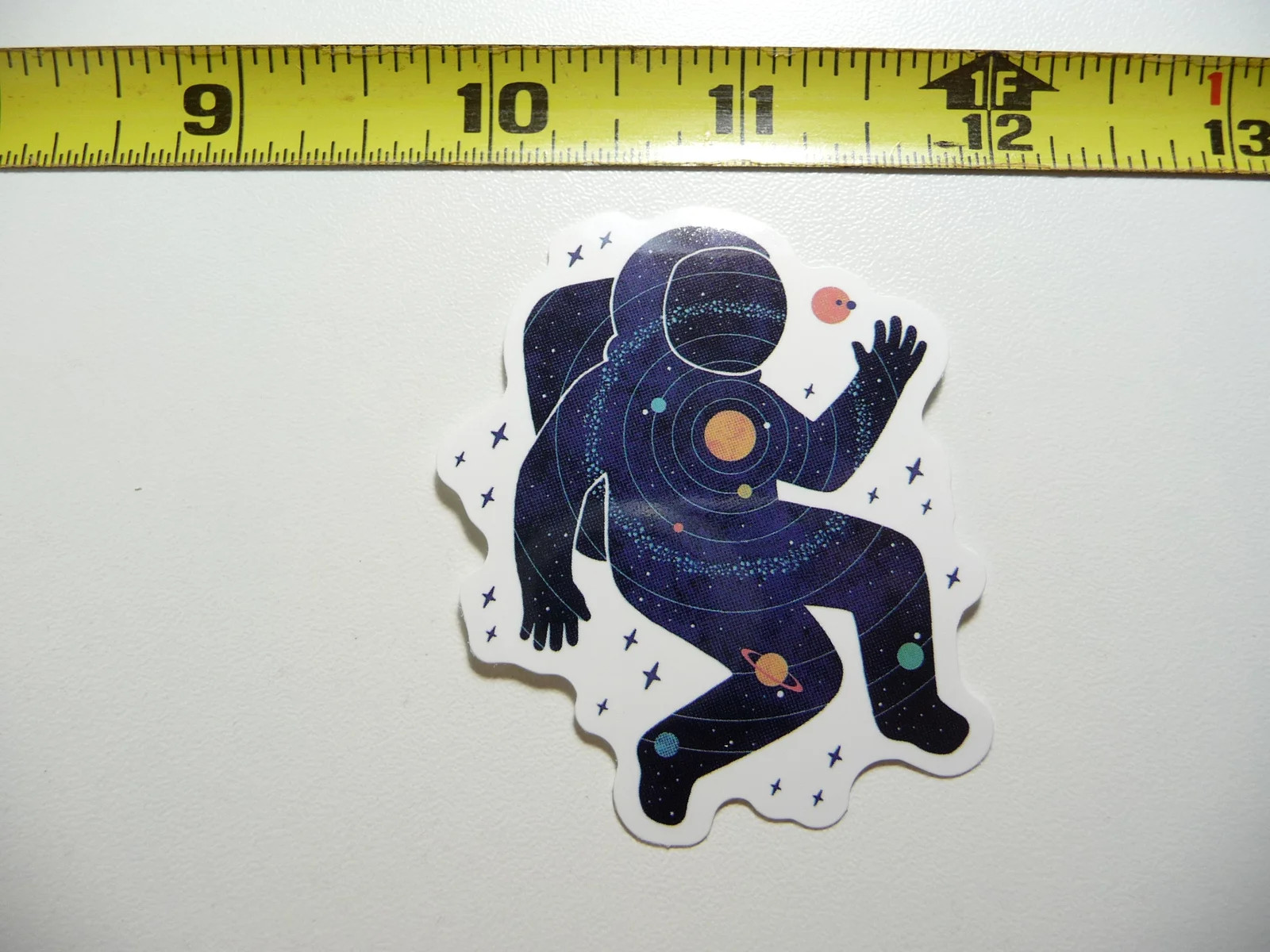 ASTRONAUT WAVE PLANETS SPACE WALK SMALL STICKER DECAL EXPLORATION OUTER GALAXY