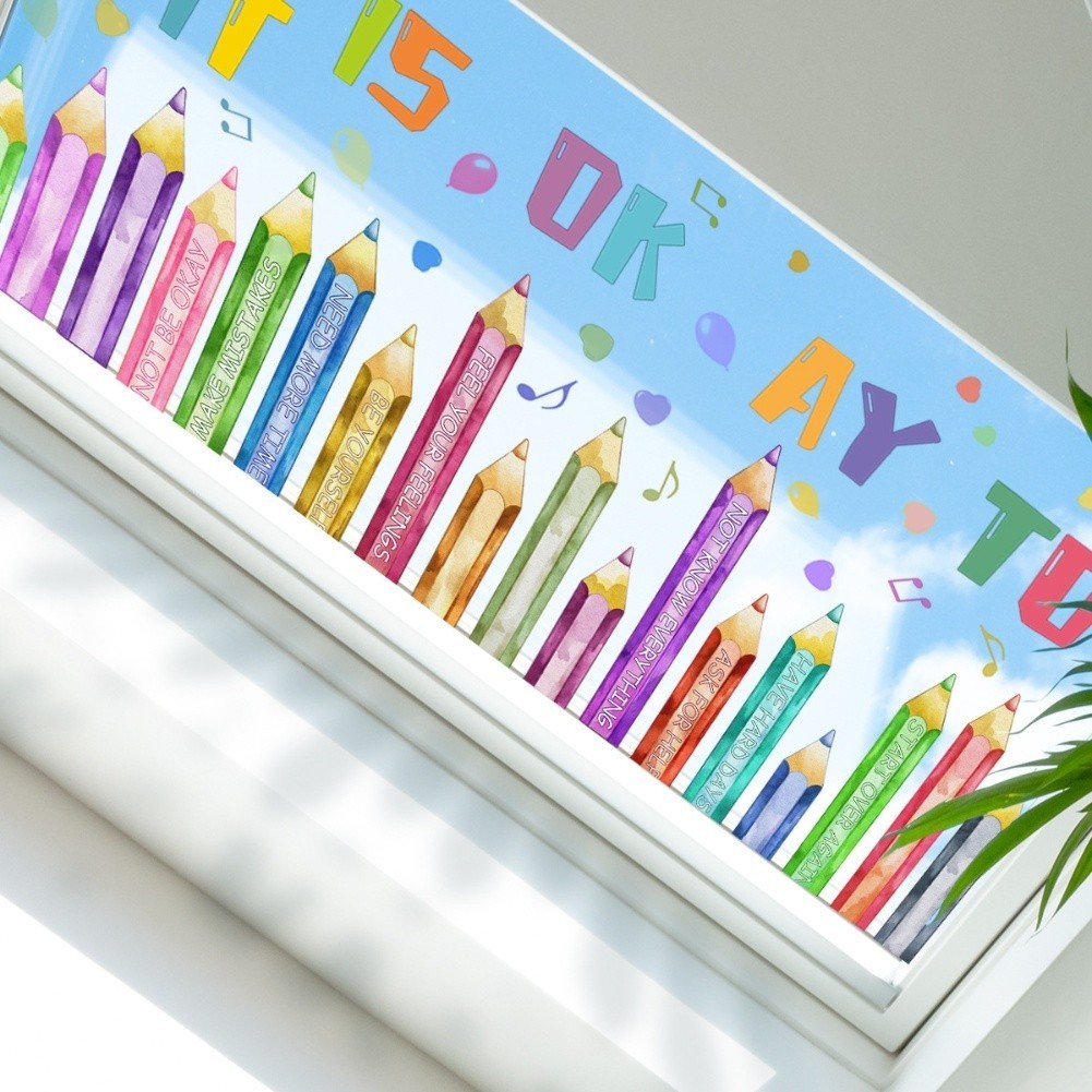 Colorful Crayon Window Clings Double Sided for Office and Classroom Use