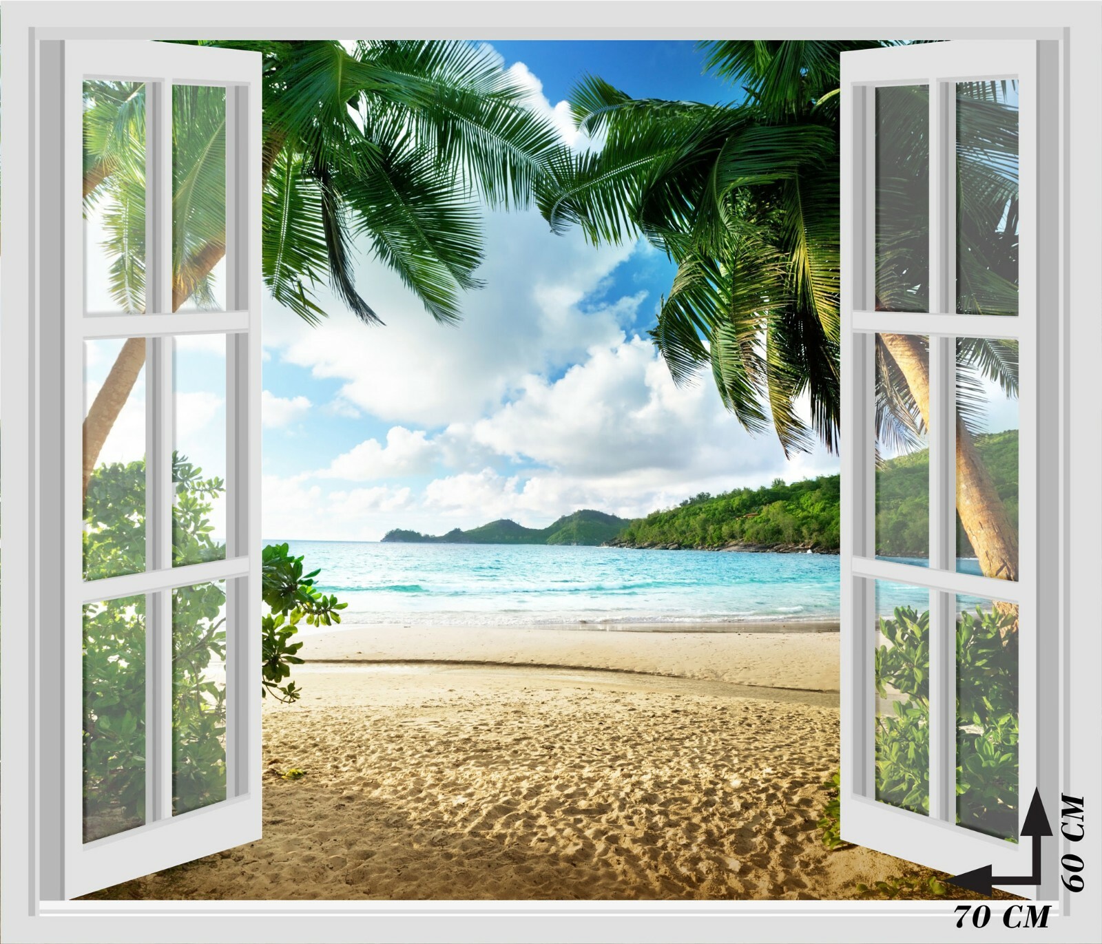 Window Wall Stickers – PARADISE SEA OASIS RELAX – Wall Stickers 3D – VINYL