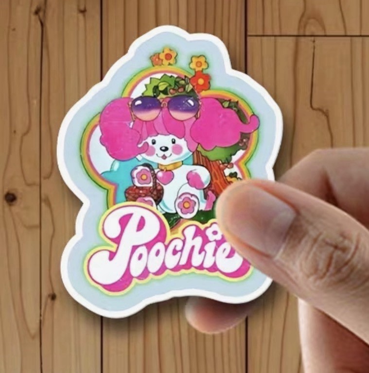 POOCHIE DOG VINTAGE RETRO 80s 2” VINYL DECAL DIECUT VTG LOOK STICKER 1PC