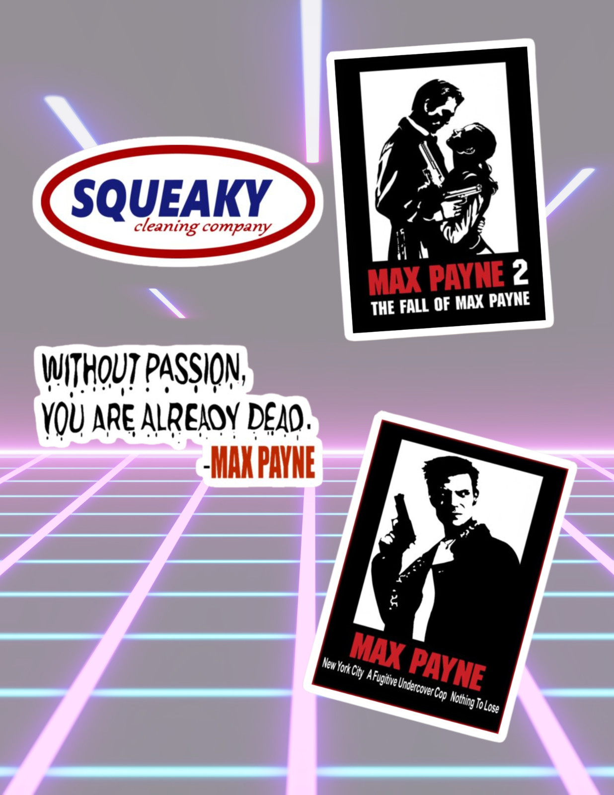Max Payne Video Games 4pc Stickers Pack