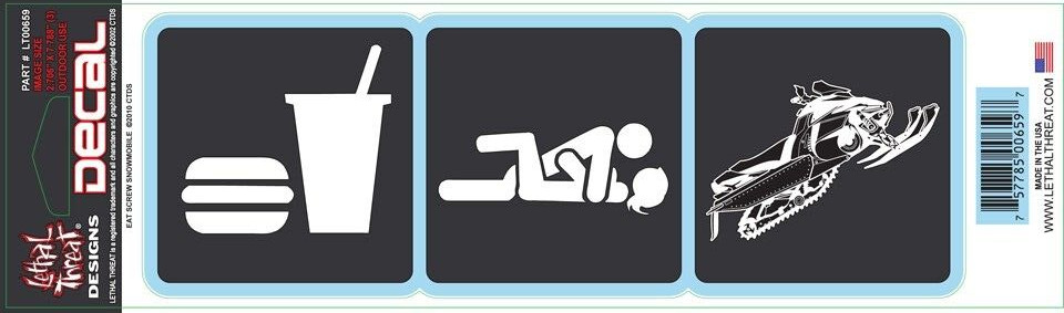 NEW LETHAL THREAT EAT SCREW SNOWMOBILE DECAL STICKER 3"x10" LT00659