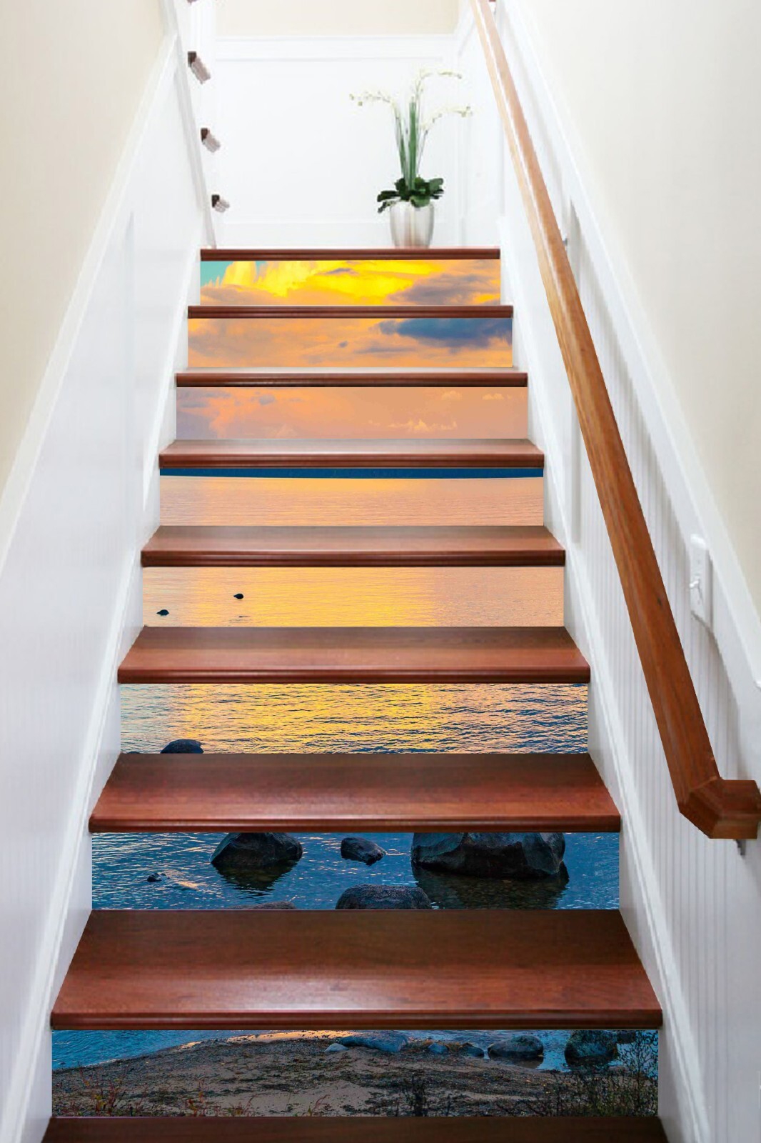 3D Sunset Lake AZ1218 Stair Risers Decoration Mural Vinyl Wallpaper Kay