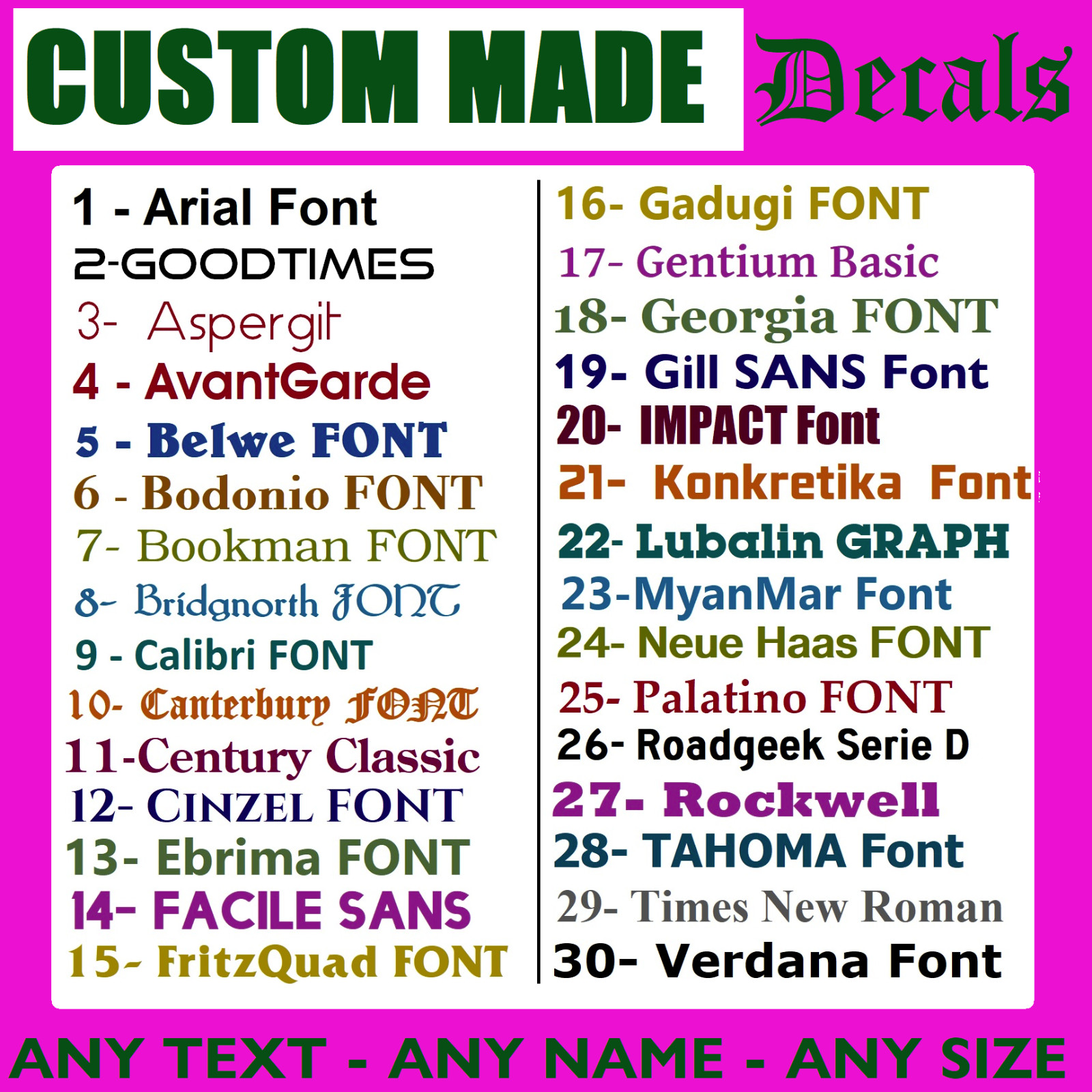 Custom Text Vinyl Lettering Sticker Decal Personalized – ANY TEXT ANY NAME {c14