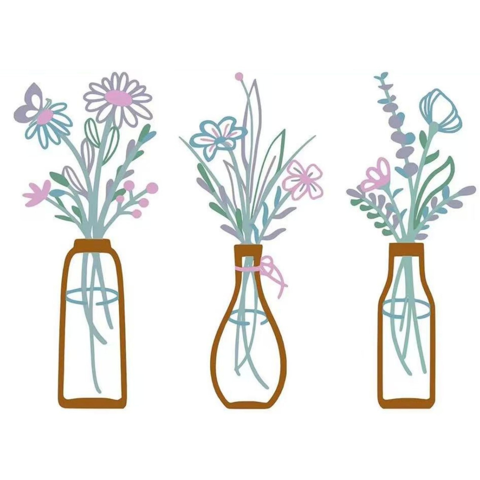 3 PCS Metal Flower Wall Art, 5.1 X 2.1 Inch Iron Vase Wall Decor, Wall Decals…