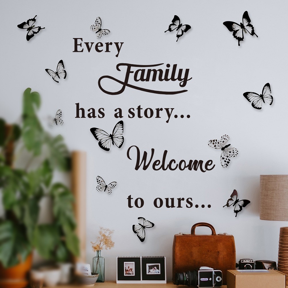 Family Wall Stickers 28*58cm Art Butterflies DIY Decal Decor Home Large