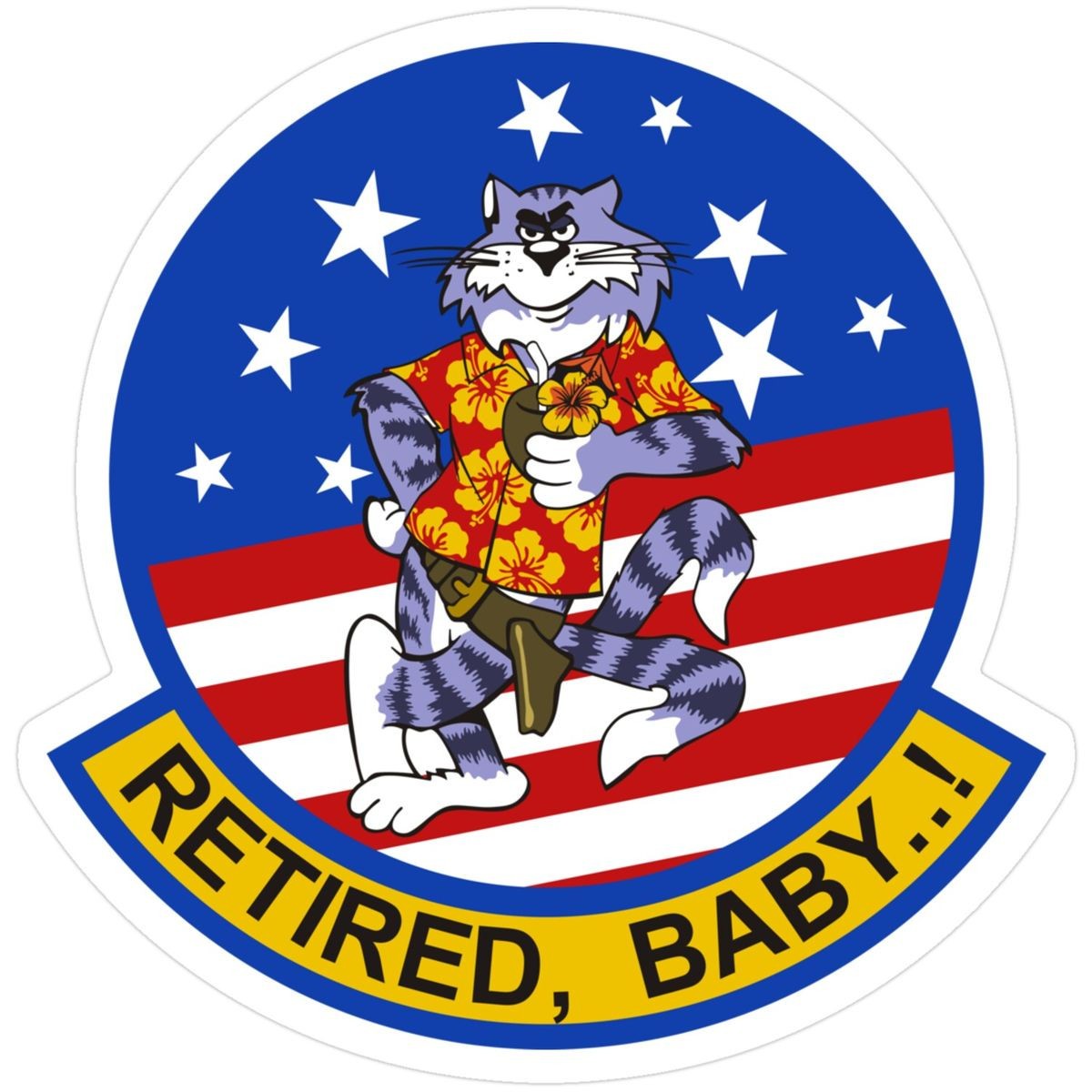 F-14 Tomcat Retired Logo Die Cut Laminated Vinyl Decal Sticker