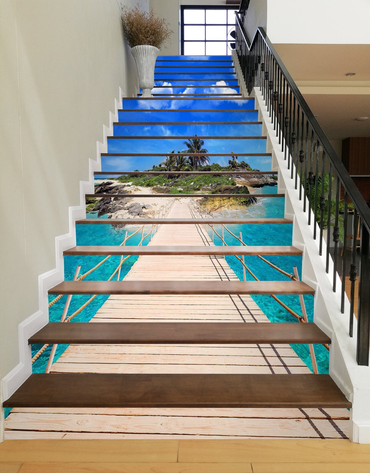 3D Wooden Bridge 425 Stair Risers Decoration Photo Mural Vinyl Decal Wallpaper