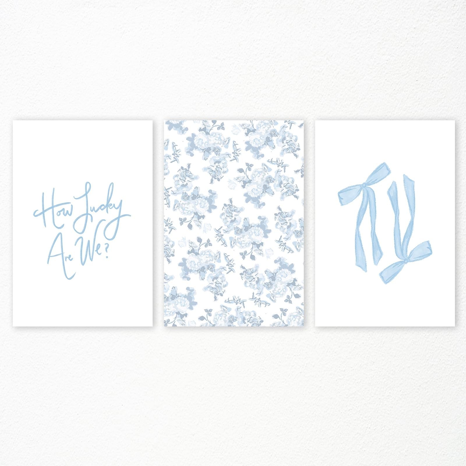 Nanxiwofee How Lucky Are We Art Canvas, Set of 3 Light Blue Aesthetic Posters…