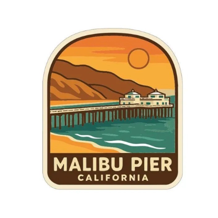 Malibu Pier California Iron On Heat Transfer Vinyl HTV Die-Cut Symbolic Landmark