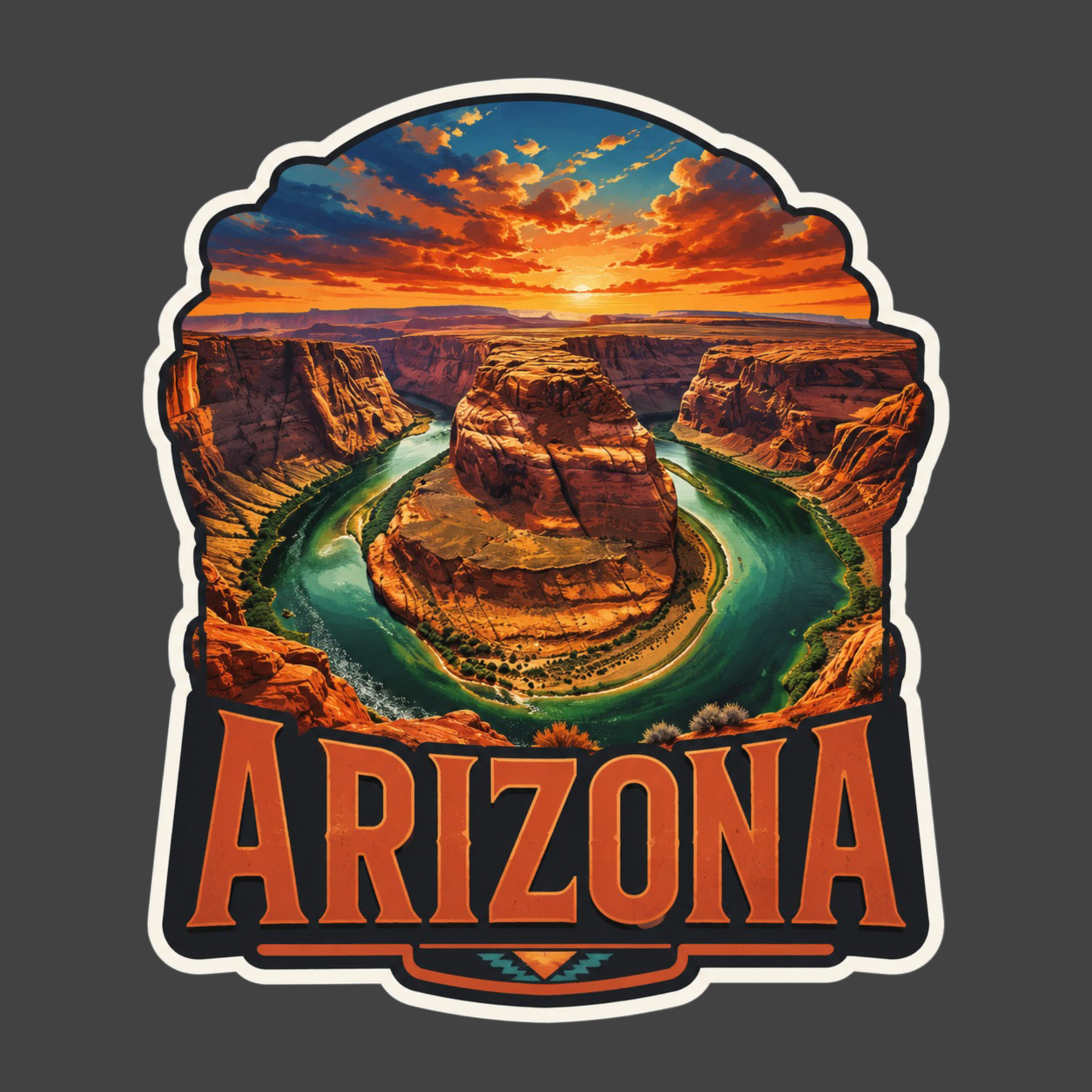 Arizona Sticker Vinyl Decal Horseshoe Bend Colorado River Canyon Sunset