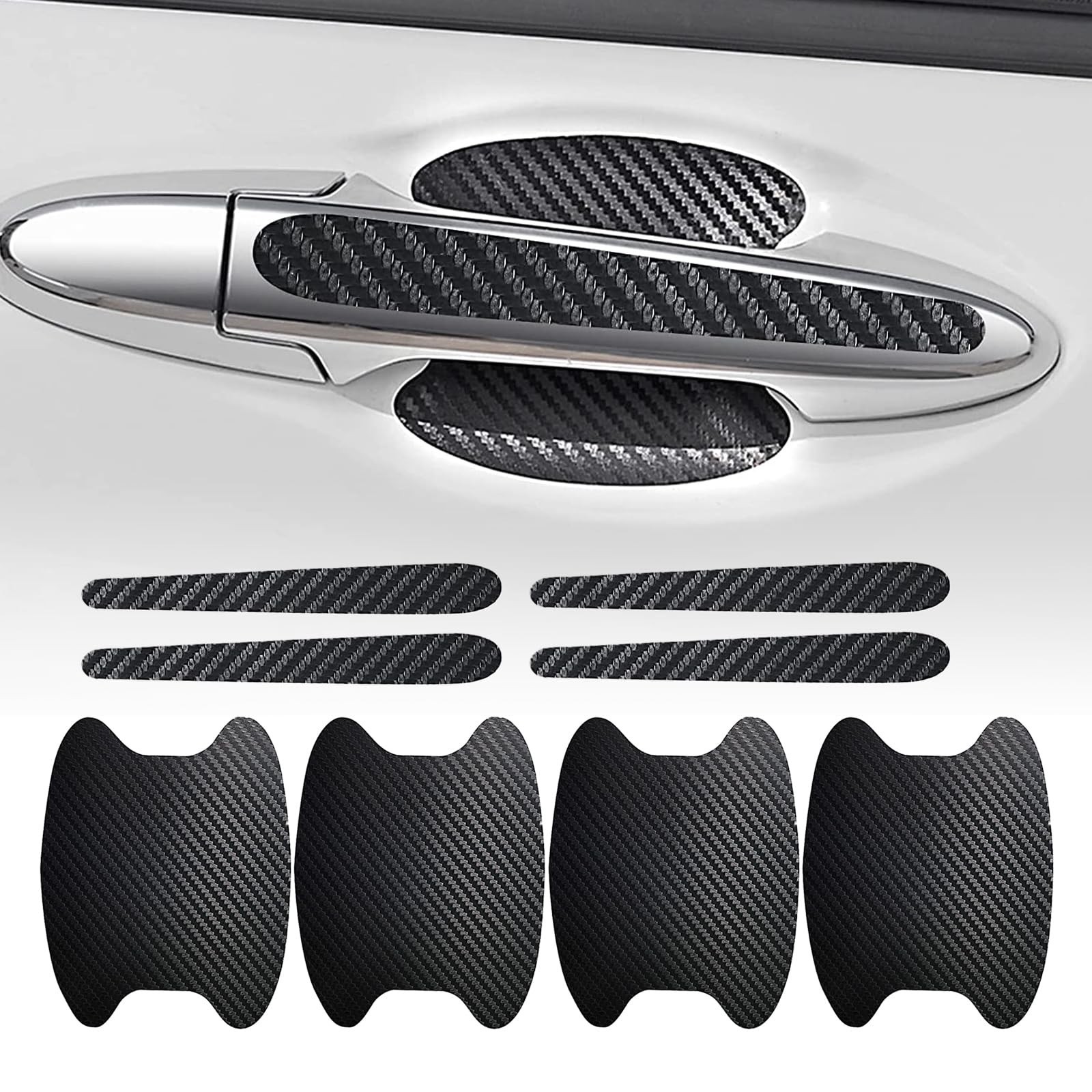 gunhunt 8 PCS Door Handle Scratch Protectors, Carbon Fiber Handle Cover Anti …