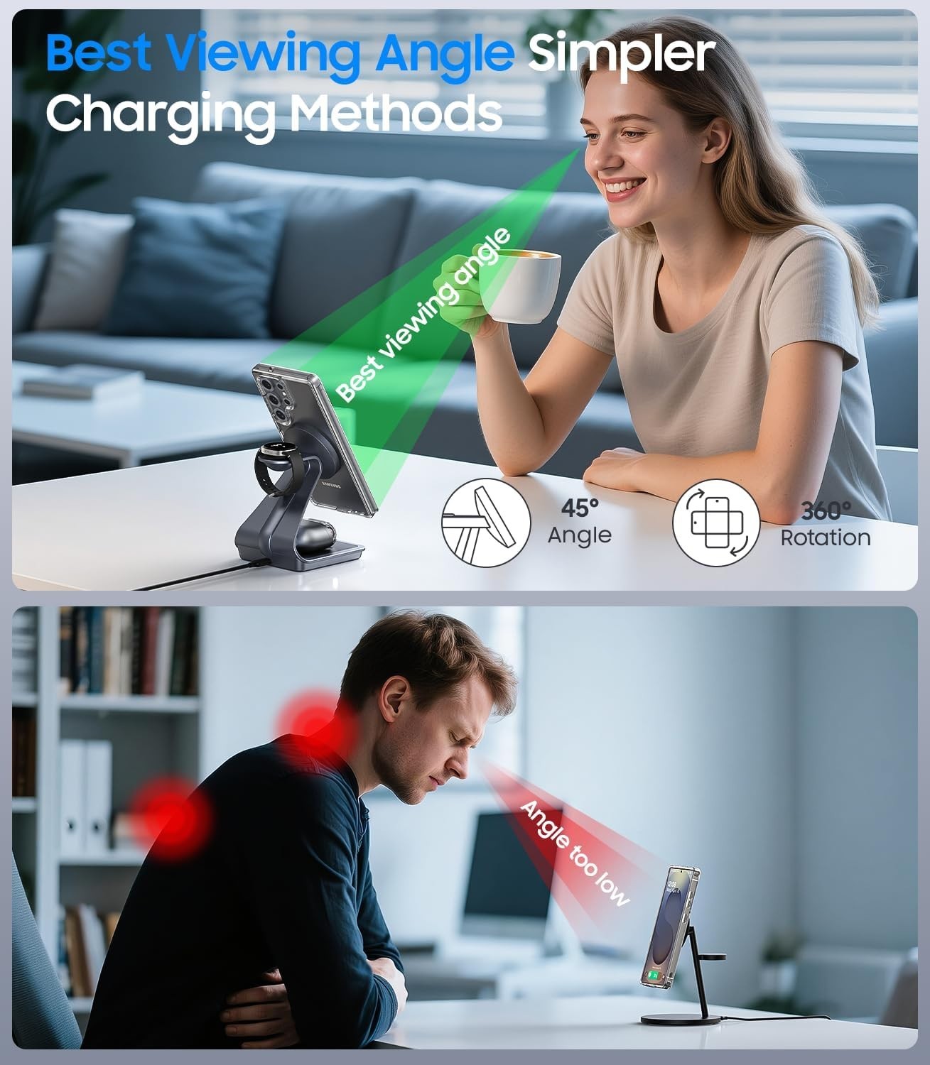 Magnetic Wireless Charger for Samsung, 3 in 1 MagSafe Charging Station Alumin…
