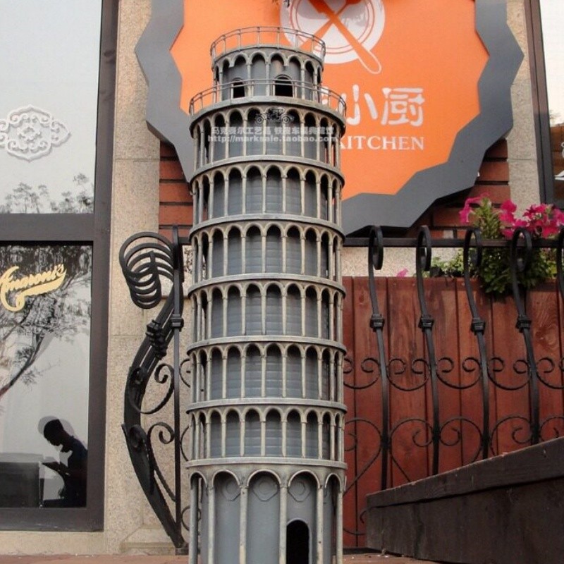 Vintage Iron Art Leaning Tower of Pisa Model Tabletop Decor Ornament Gift