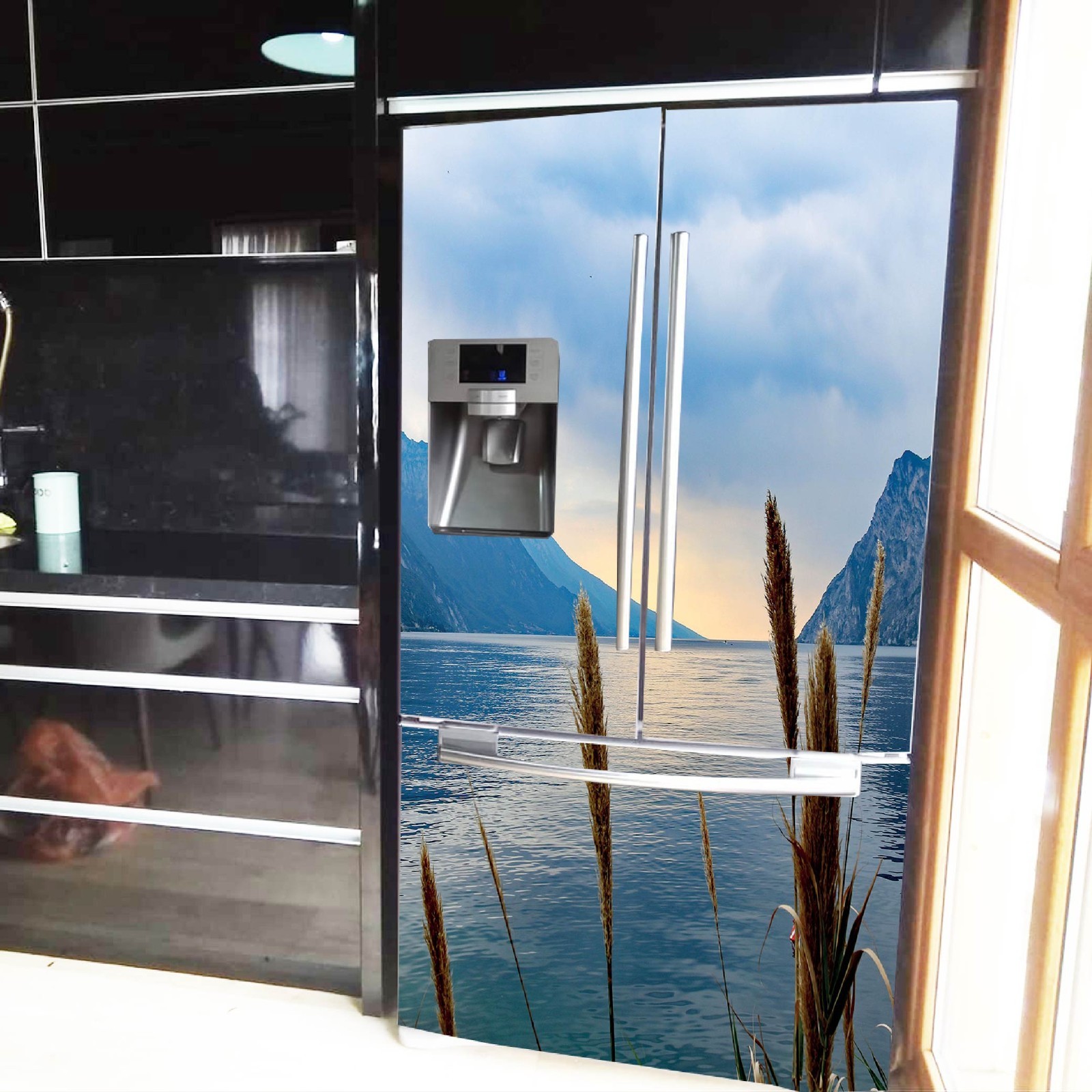 Nature Refrigerator Wrap, Peel and Stick Fridge Cover Decor